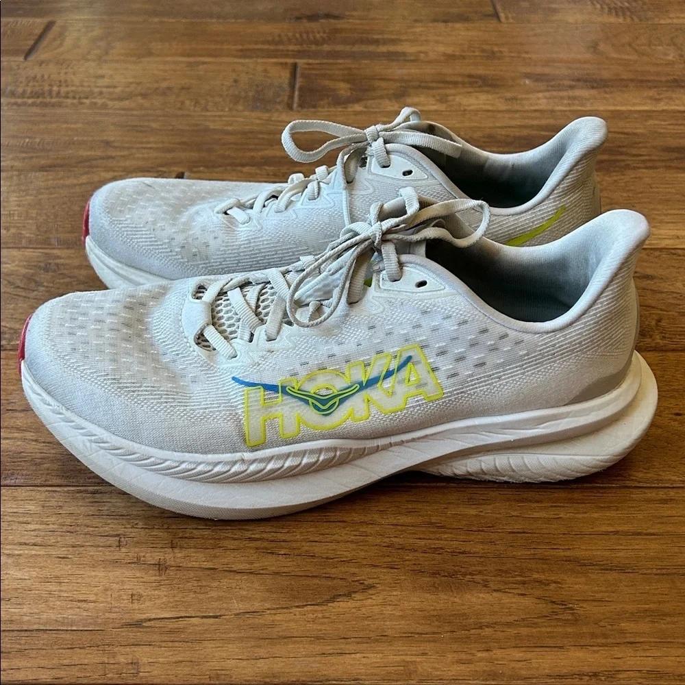 Hoka One One Mach 6 Speed Running Shoes White Gray Mens Size 9